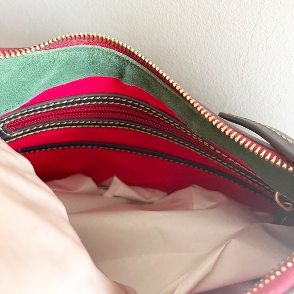 Dooney & Bourke Florentine Toscana Crossbody Hobo Navy Shouler Bag Purse Leather - Picture 8 of 9